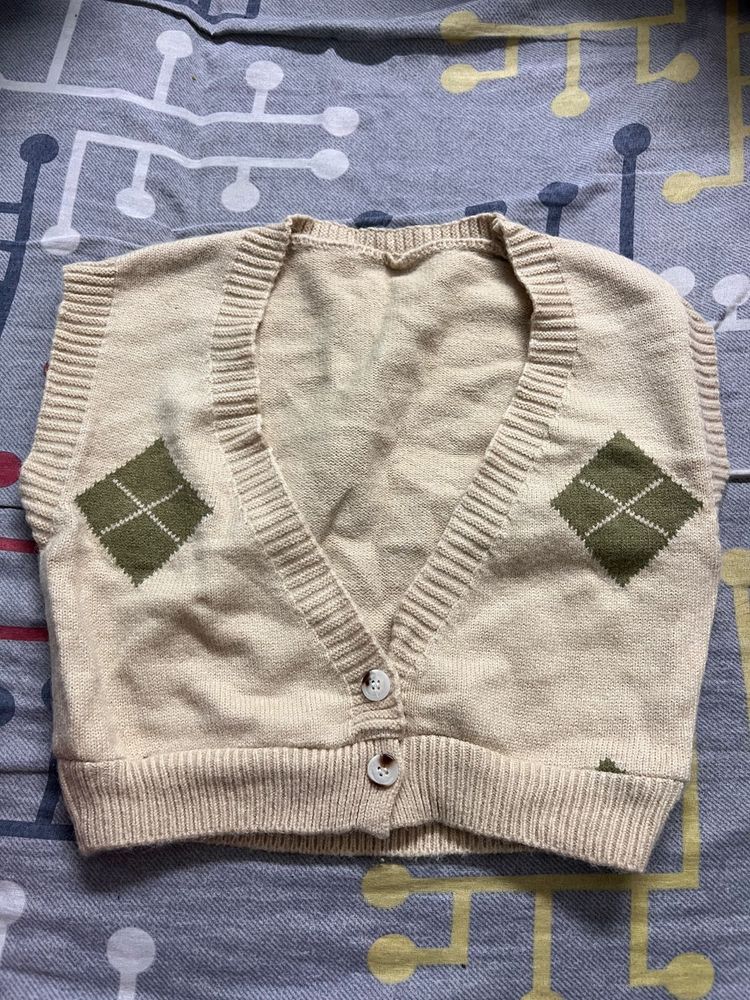 Argyle Knit Vest Top