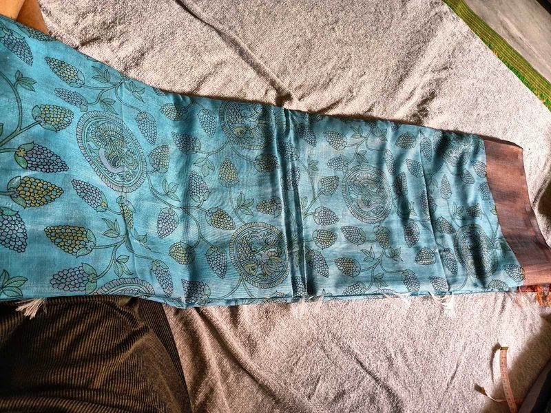 Teal Floral Saree