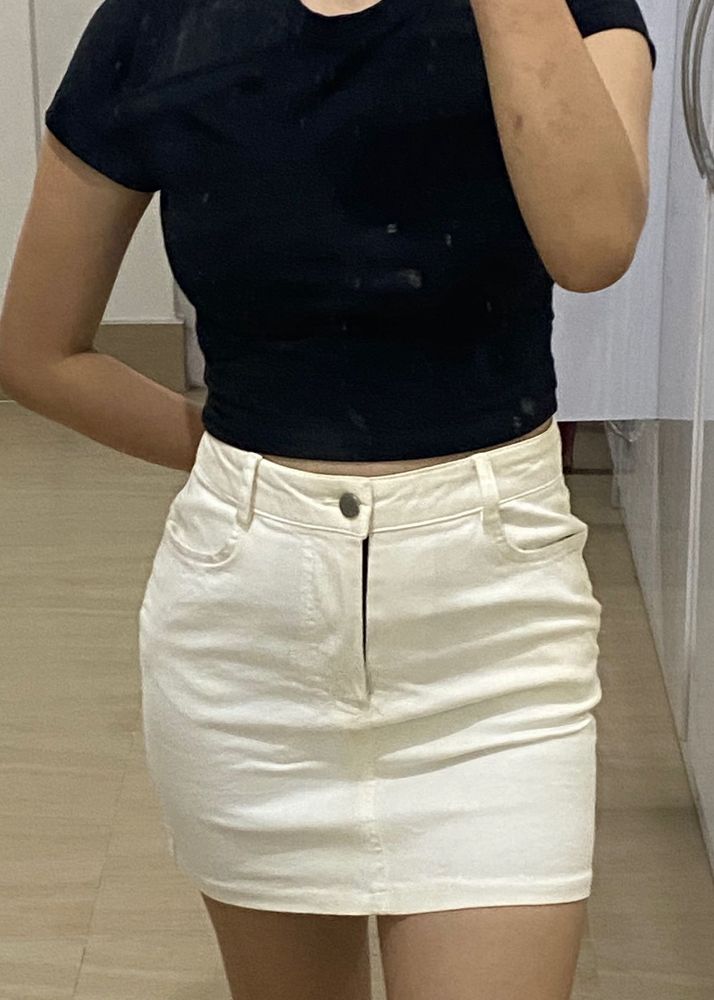 White Denim Skirt