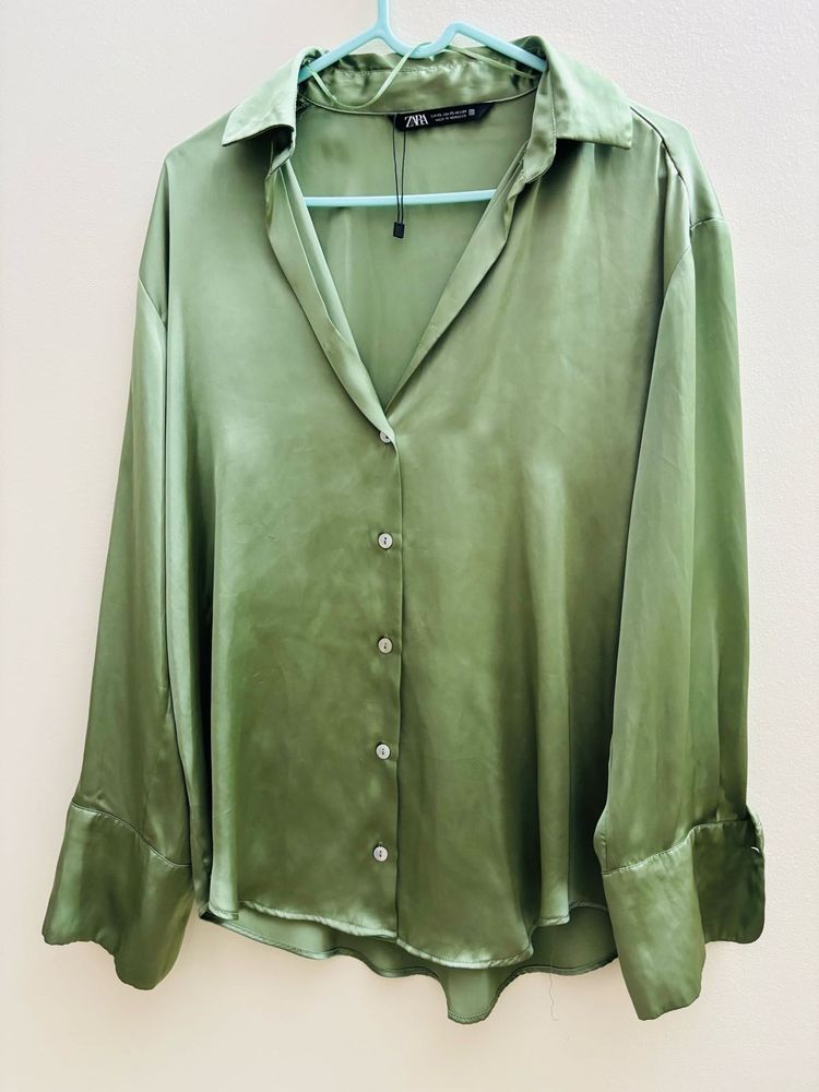 Zara Green Satin Shirt