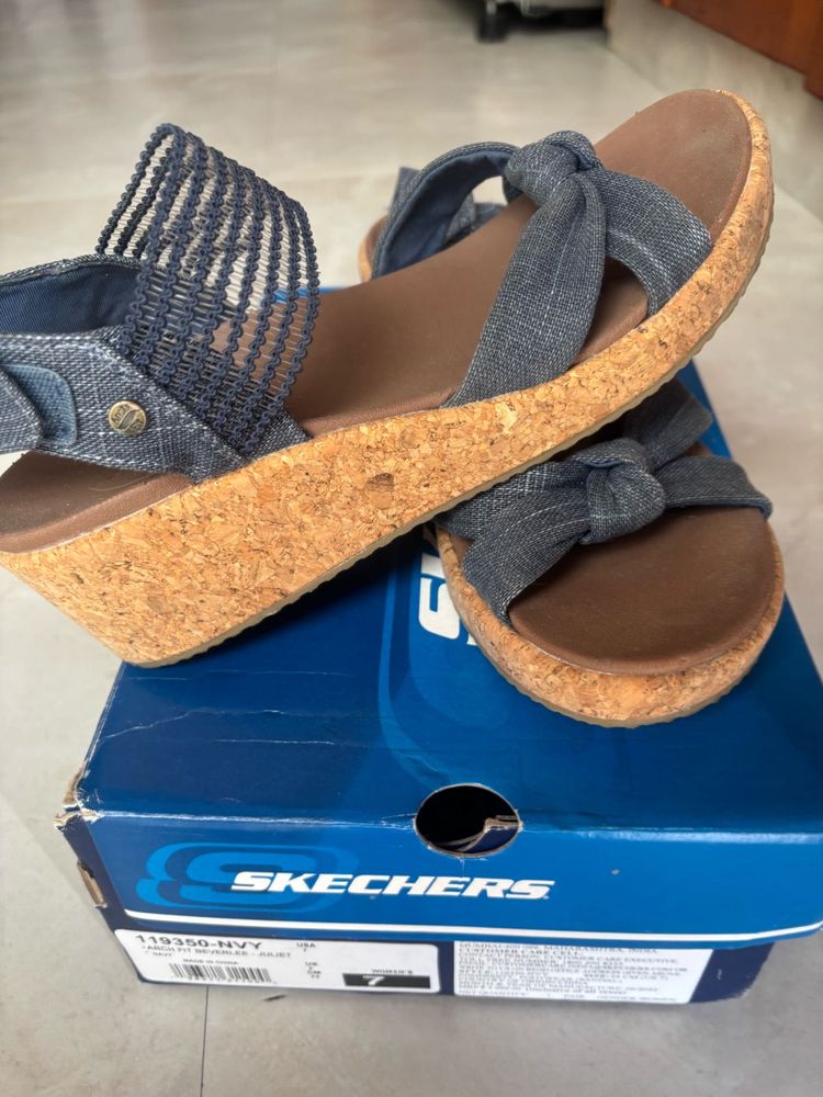 Skechers Blue Wedge Sandals