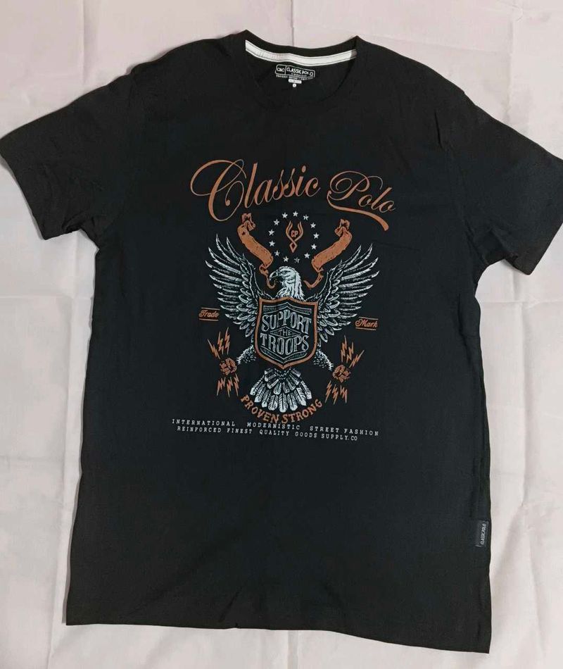 Mens Black Printed Tshirt