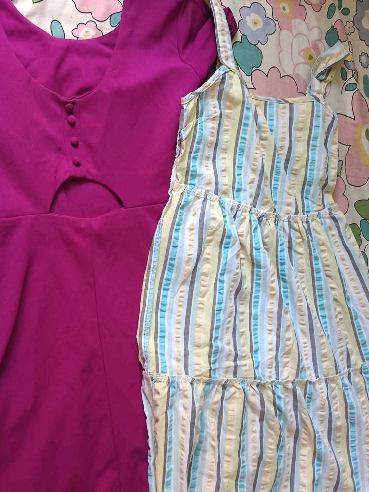 Dress Bundle: Magenta Cutout &amp; Striped Sundress