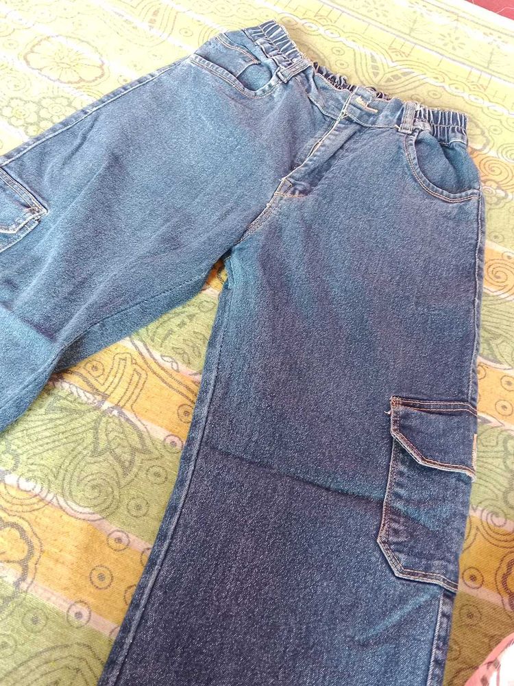 Kids Denim Cargo Pants