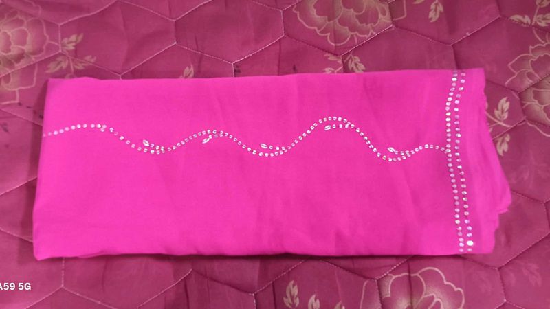 Pink dupatta with mirror work