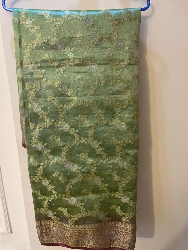 Green Floral Saree