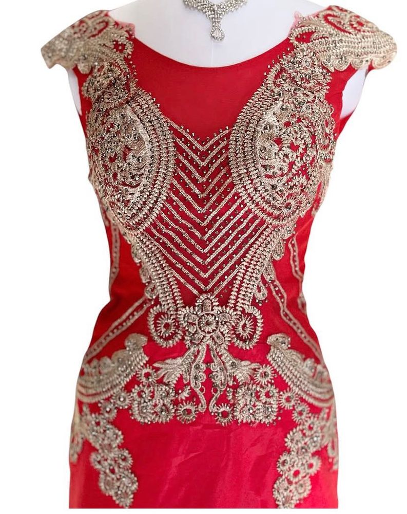 Red &amp; Gold Ethnic Gown🎀❤️🦄