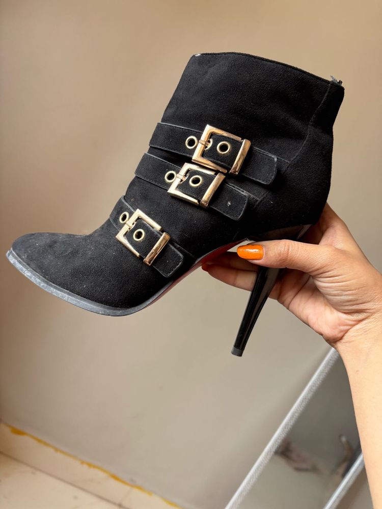 Black Buckle Ankle Boots