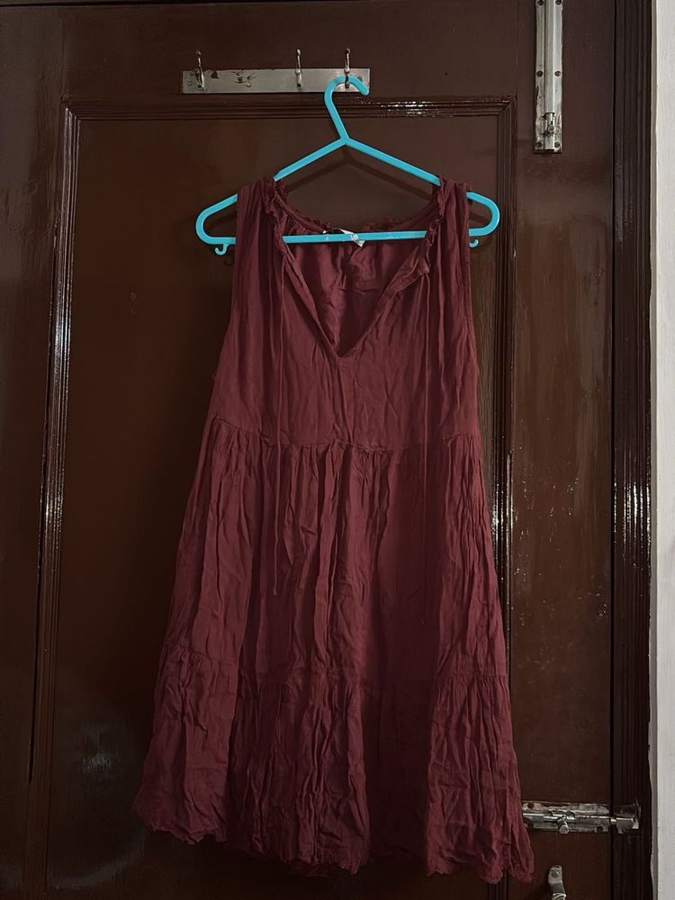 Casual Brown Sleeveless Dress