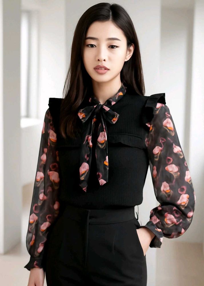 Flamingo Print Top🦩🖤