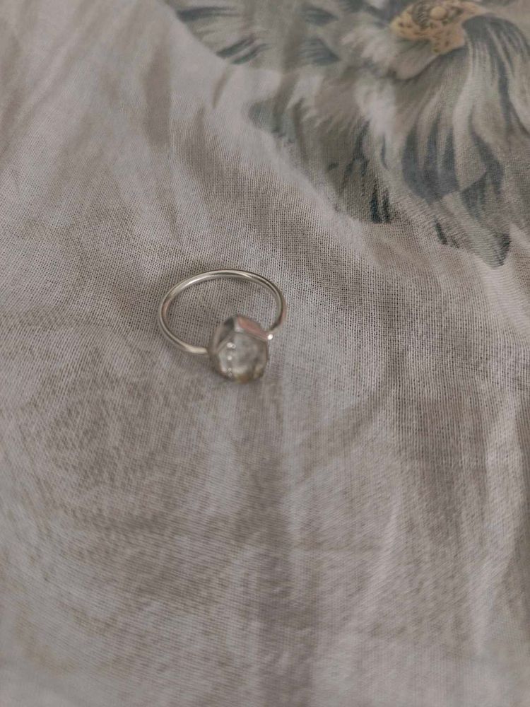 Silver Ring with natural raw crystal stone