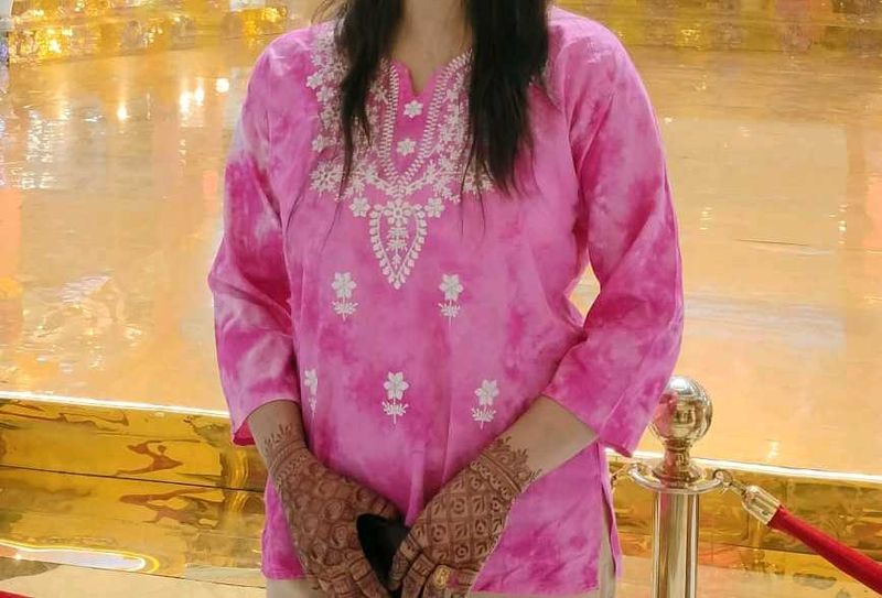 Pink Embroidered Kurti