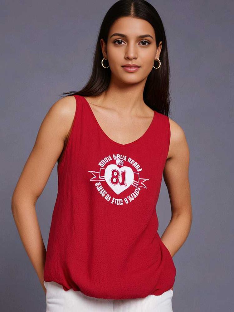 MTV Red Graphic Tank Top