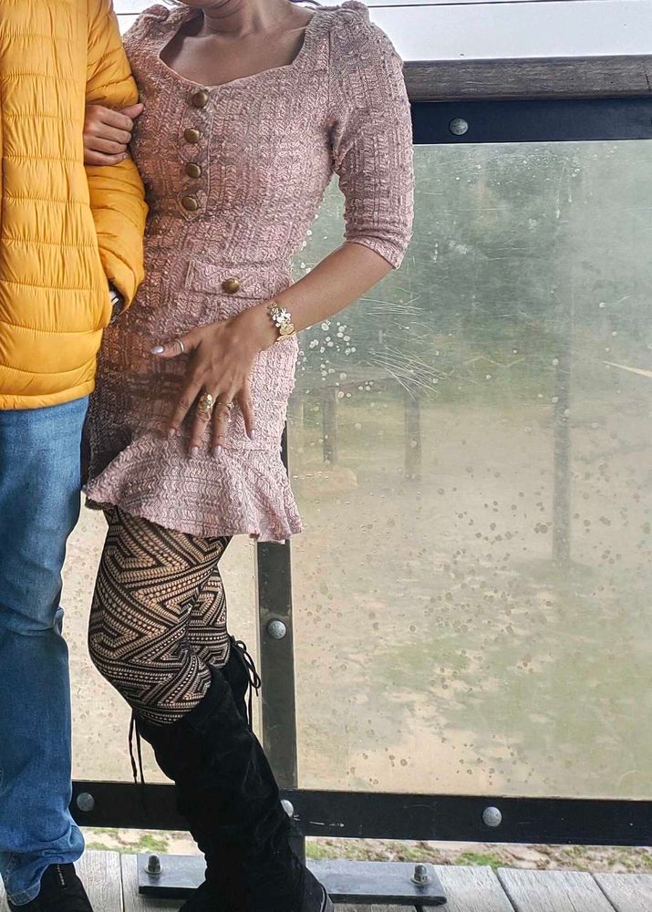 Pink Tweed Mini Dress