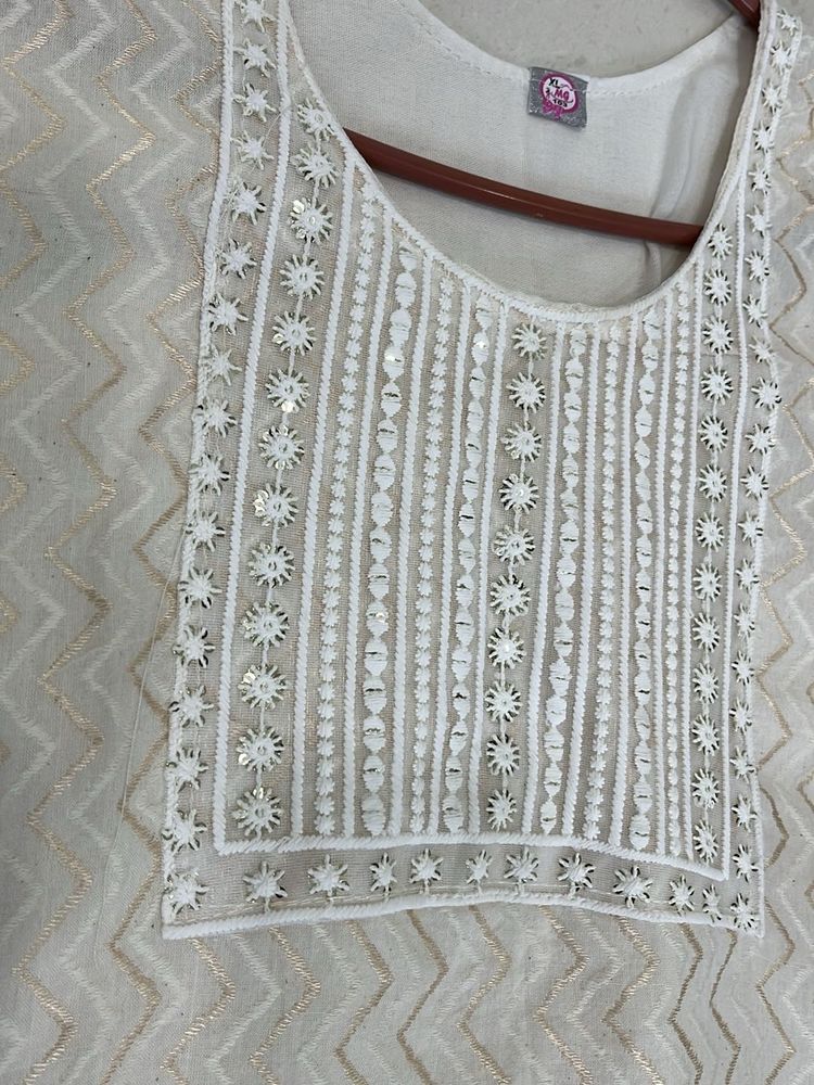 White Embroidered Kurta Set