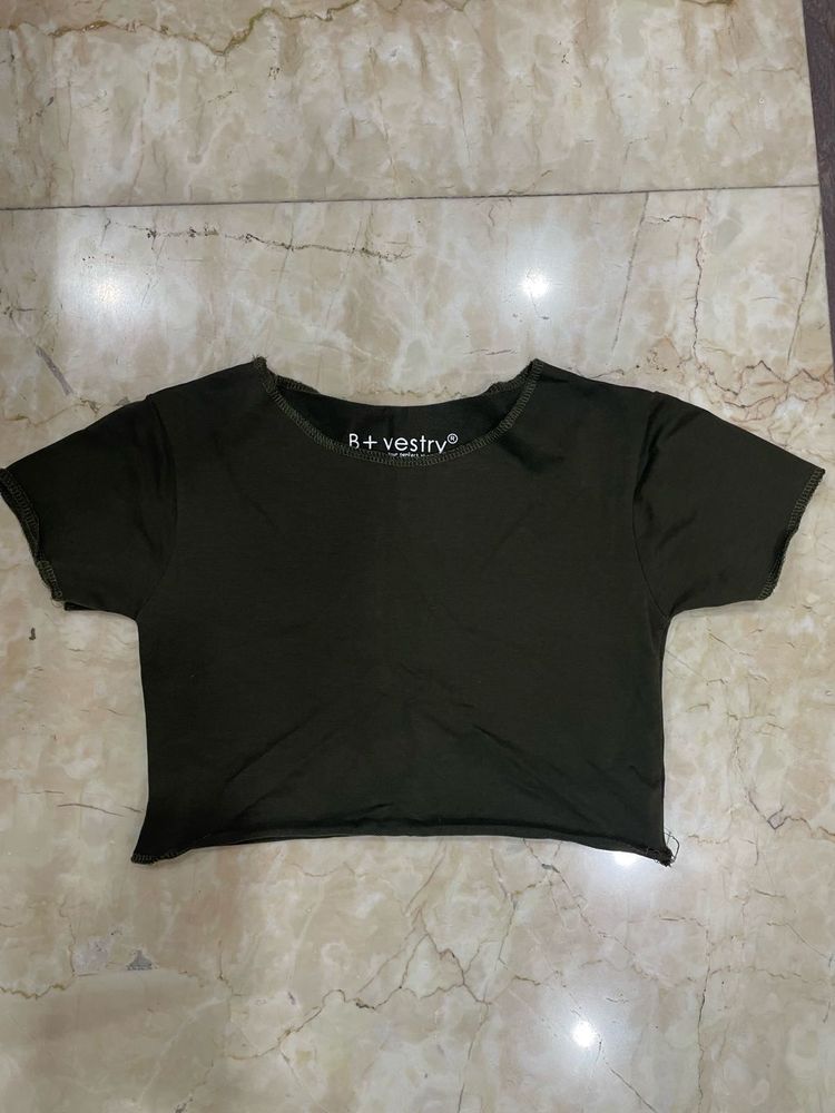 Olive Green Crop Top