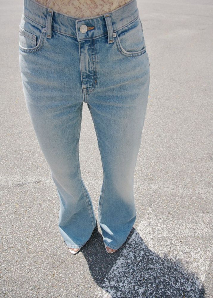 ZARA Distressed Denim Light Wash Flare Jeans