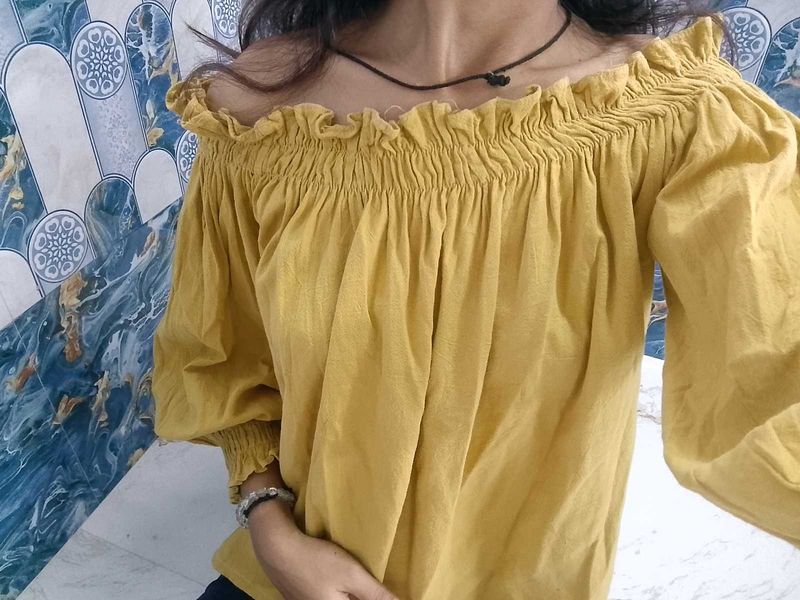 Mustard Off-Shoulder Top