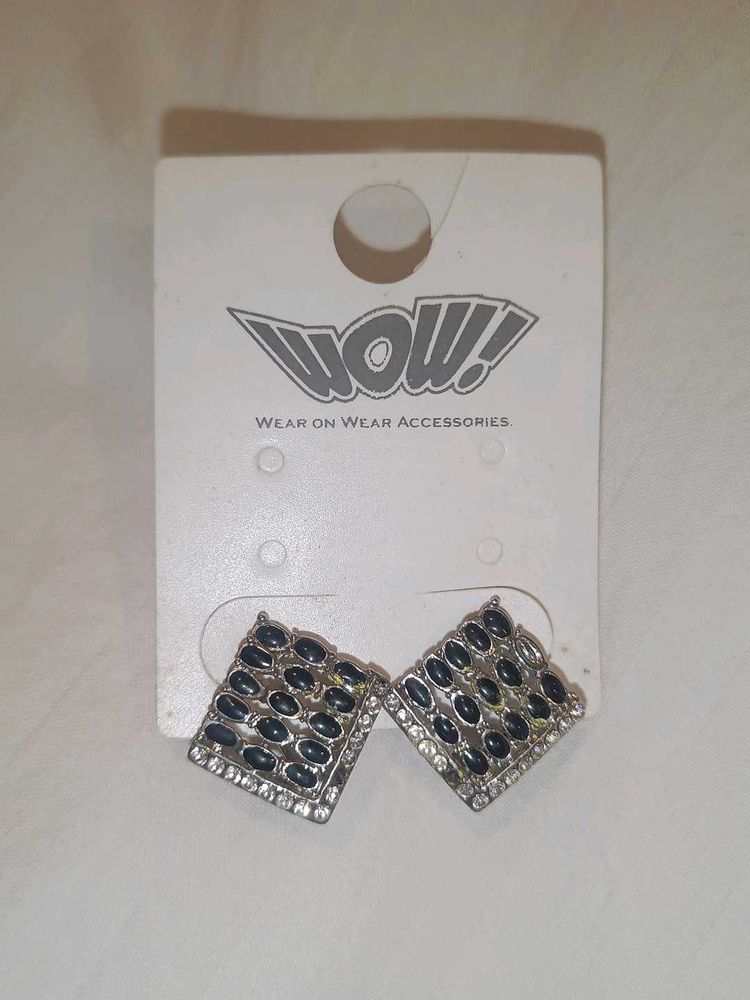 Black &amp; Silver Stud Earrings