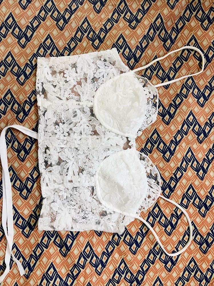 Newme White Lace Corset Top