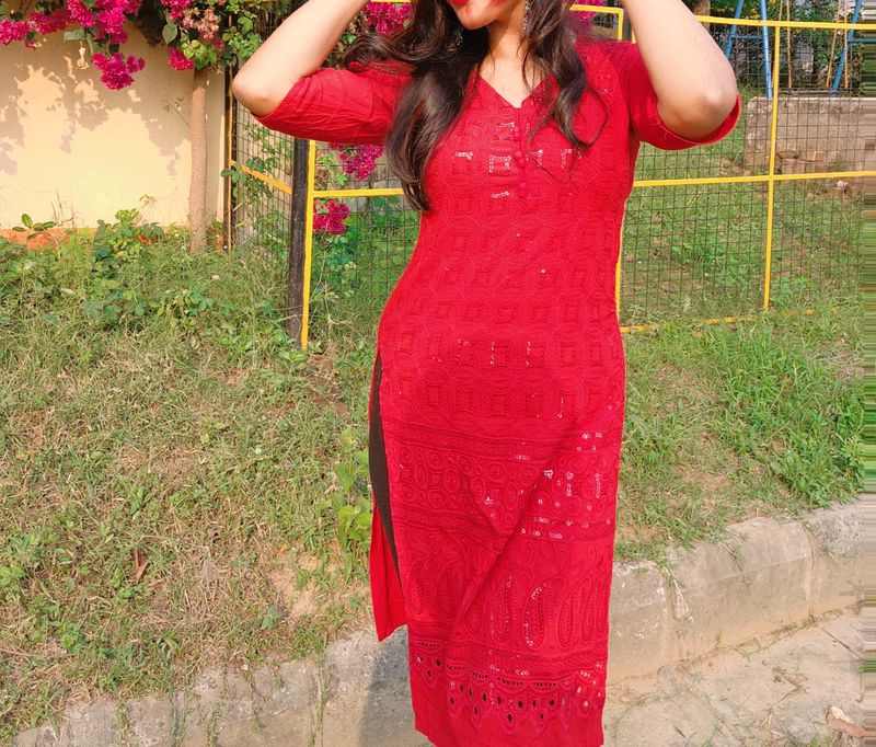 Red Beautiful Kurti Sequence❤️🔥✨