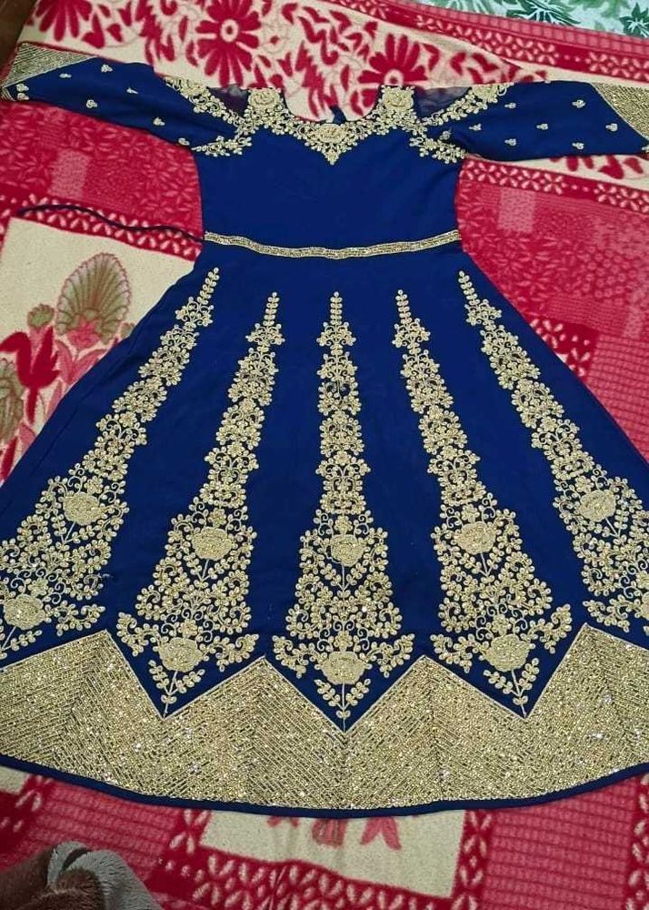 Elegant Navy Blue Embroidered Dress