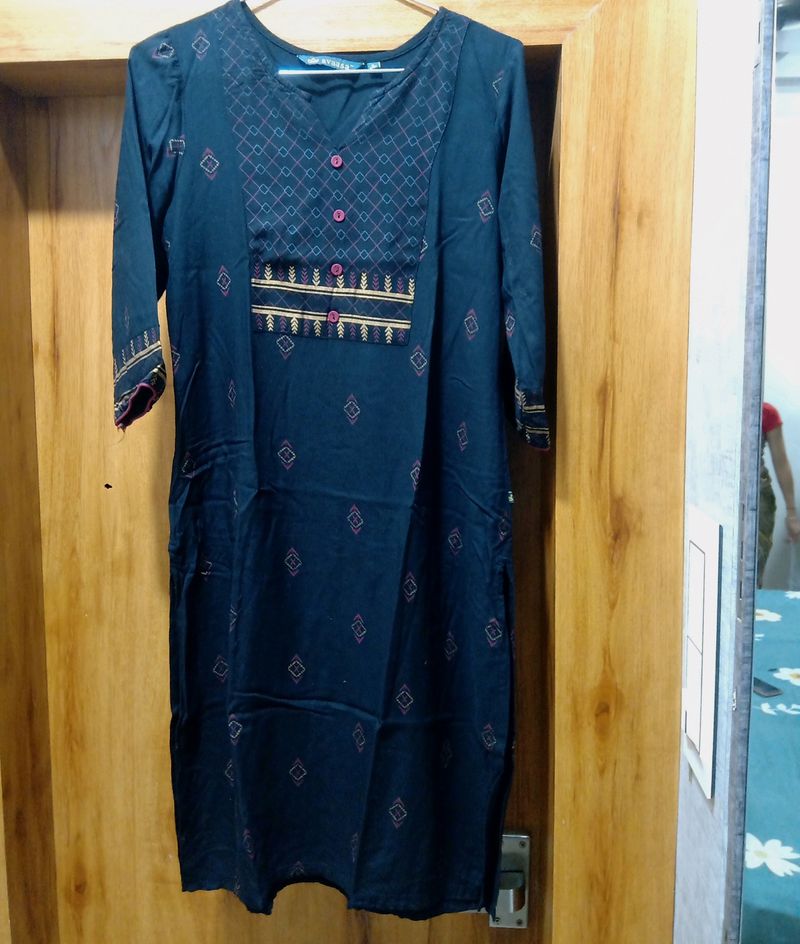 Black kurti With Red Golden Print....