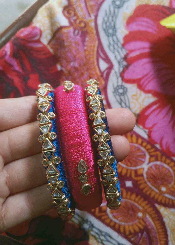 New Silk Thread Bangles Glass