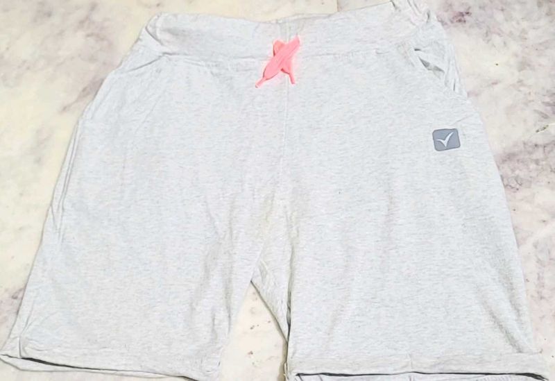 High Waist Grey Casual Shorts