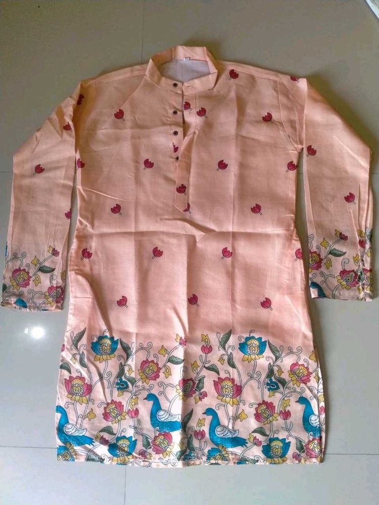 Peach Printed Kurta