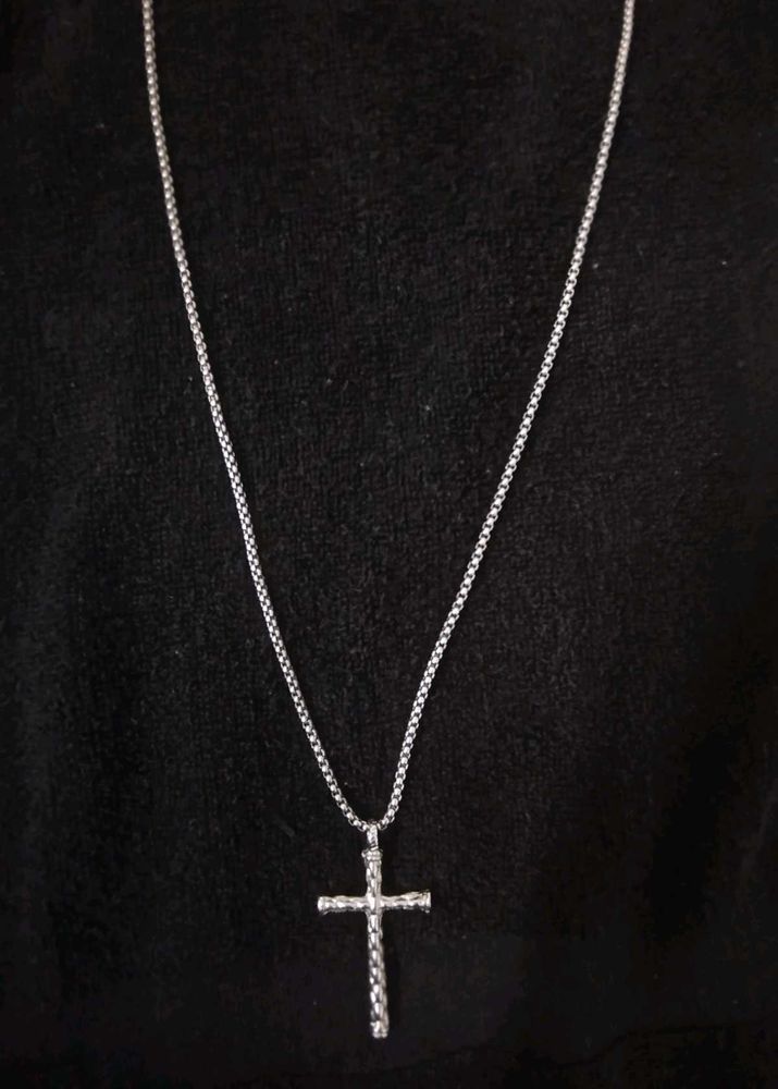 Silver-plated Stainless Steel Cross Necklace