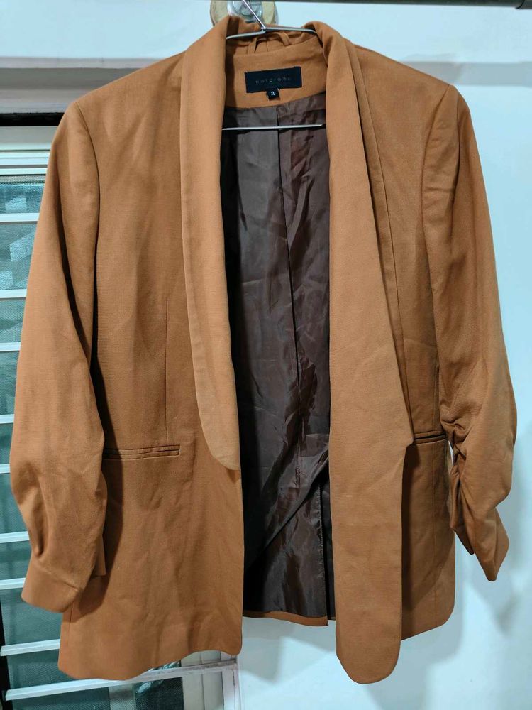 Chic Brown Open Front Blazer
