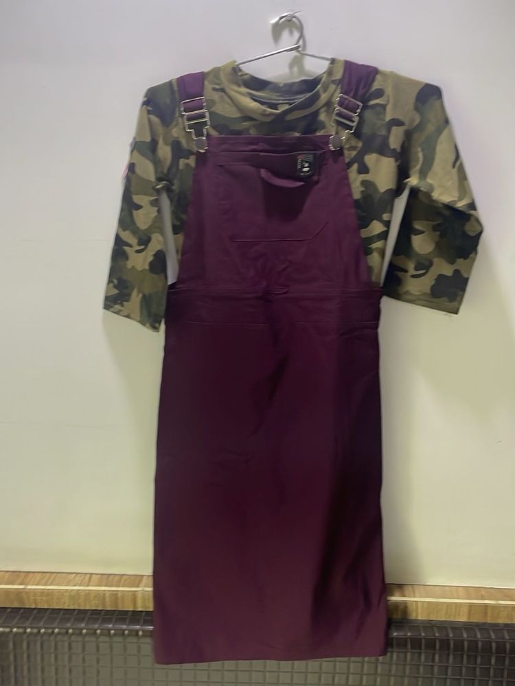 Burgundy Pinafore Dress