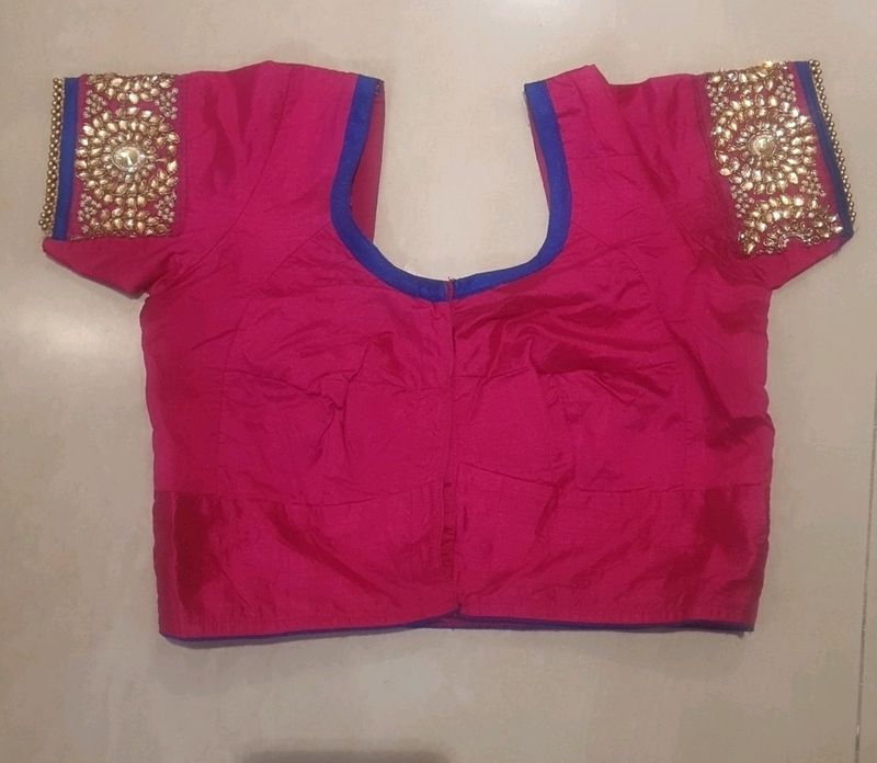 Hot Pink Kundan Work 36 Bust Blouse