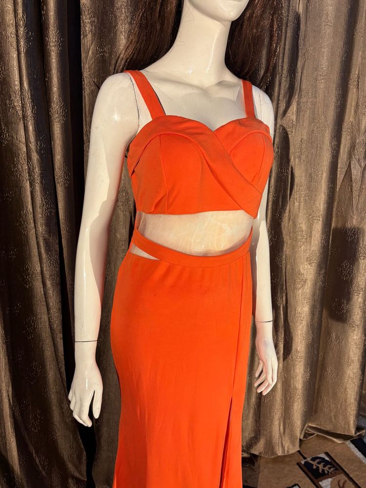 Orange Cutout Maxi Dress