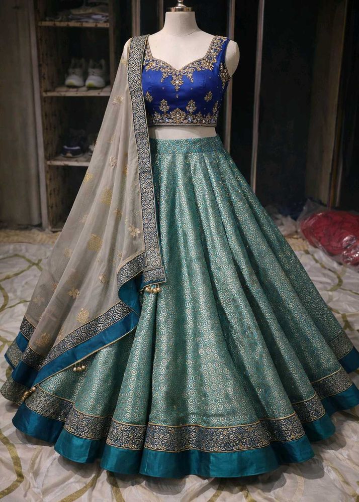 Elegant Teal &amp; Blue Lehenga Choli