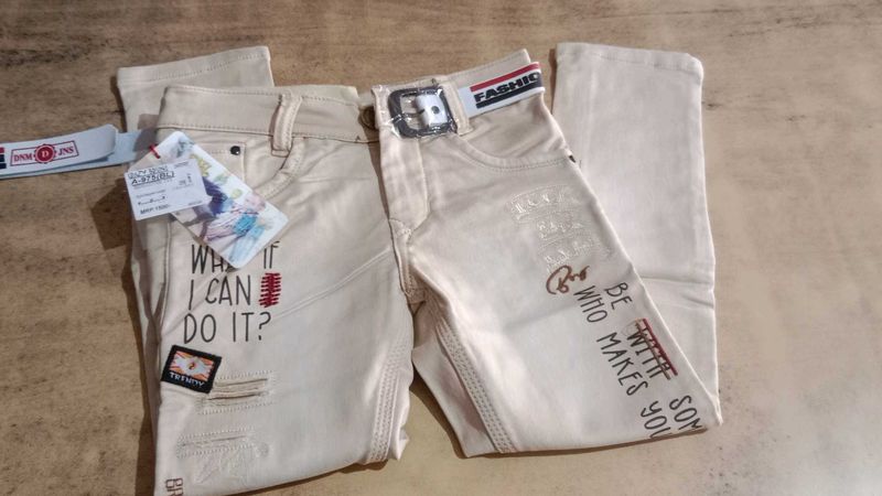 Stylish Kids Beige Jeans