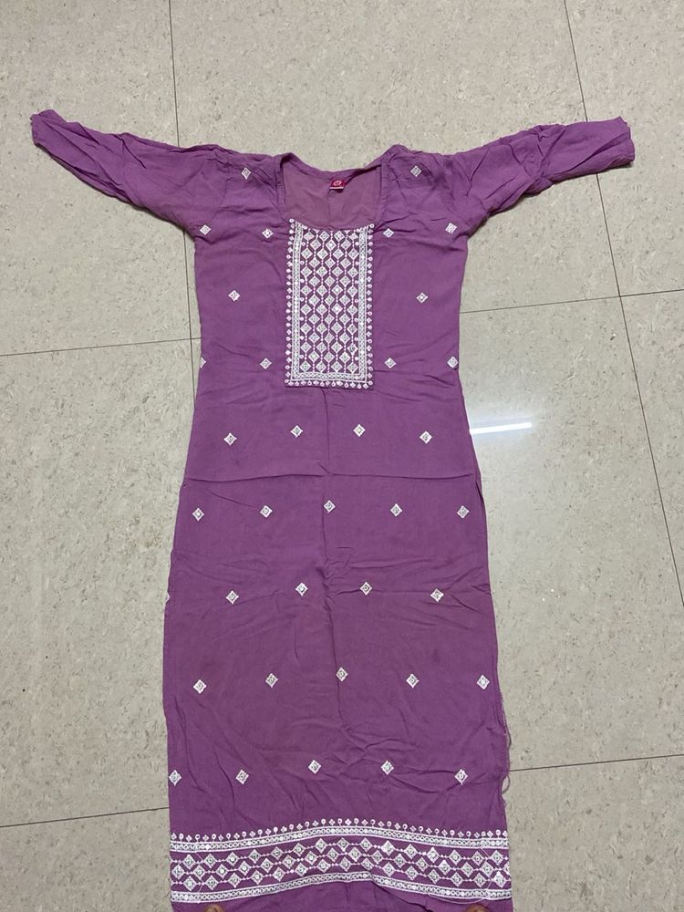 Purple Embroidered Kurta