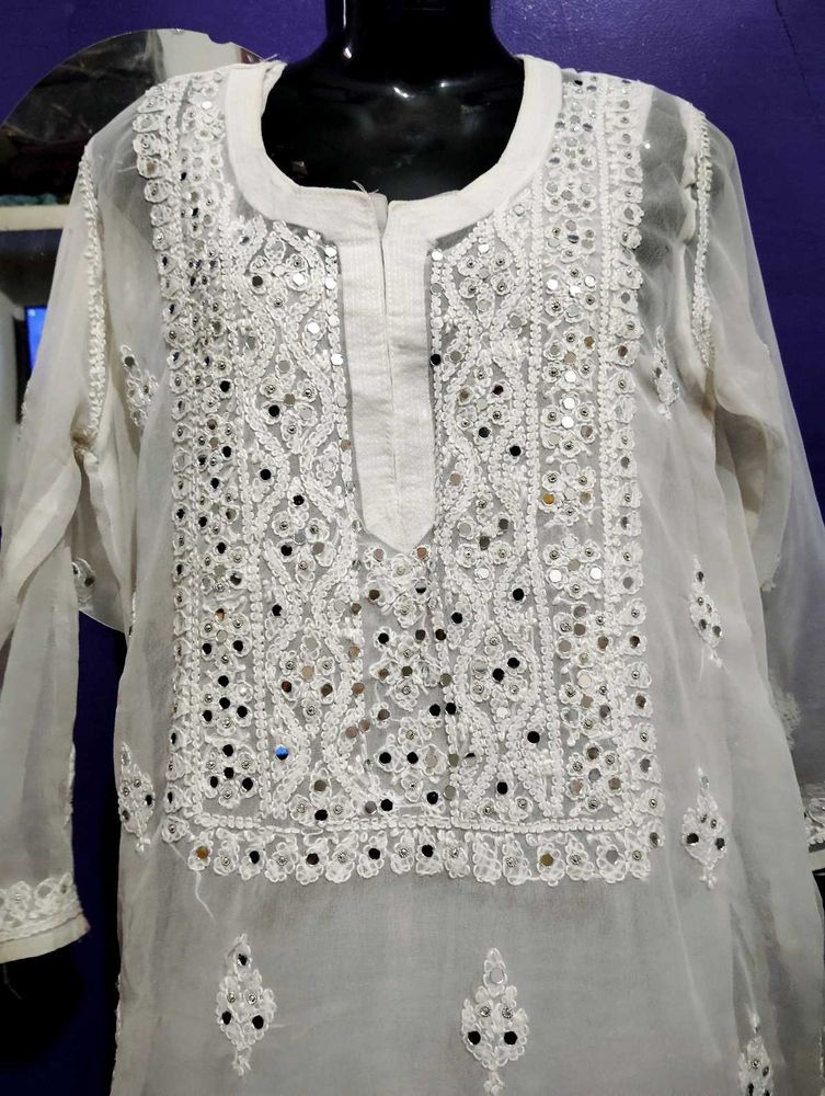 Mirror Work Chicken Curry Lucknowi Kurta