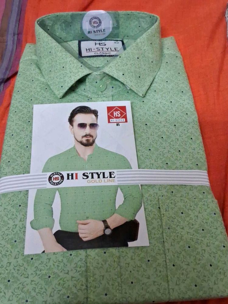 Hi-Style Classic Green Patterned Shirt