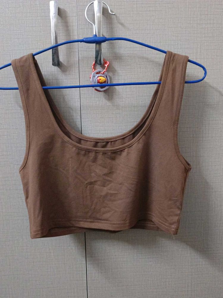 Brown Crop Tank Top