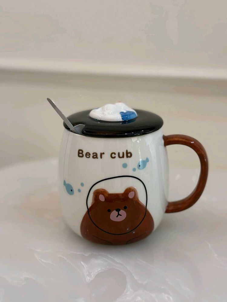 Bear Cub Mug with Lid and Spoon