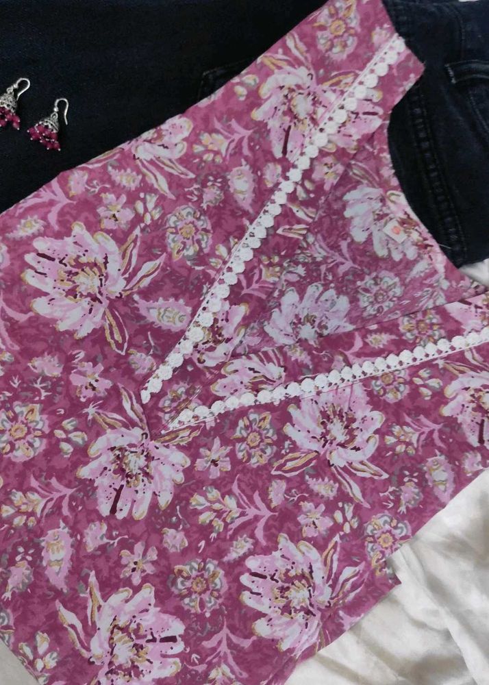 Mauve Color Jaipuri Printed Short Kurti