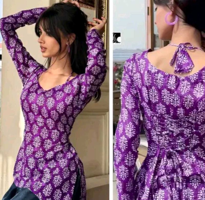 Purple Printed corset Kurta
