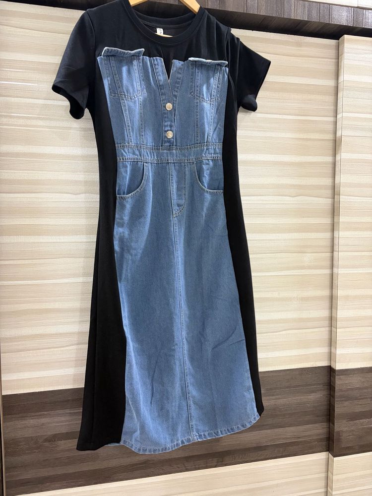Denim Panel Dress