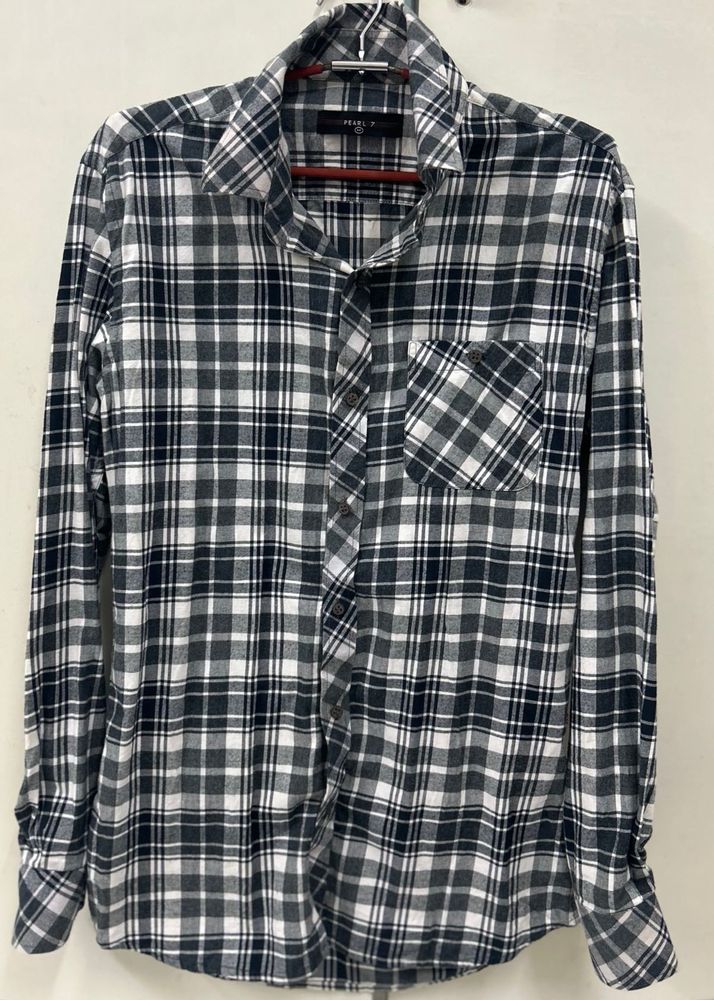 black and white stripe button up shirt