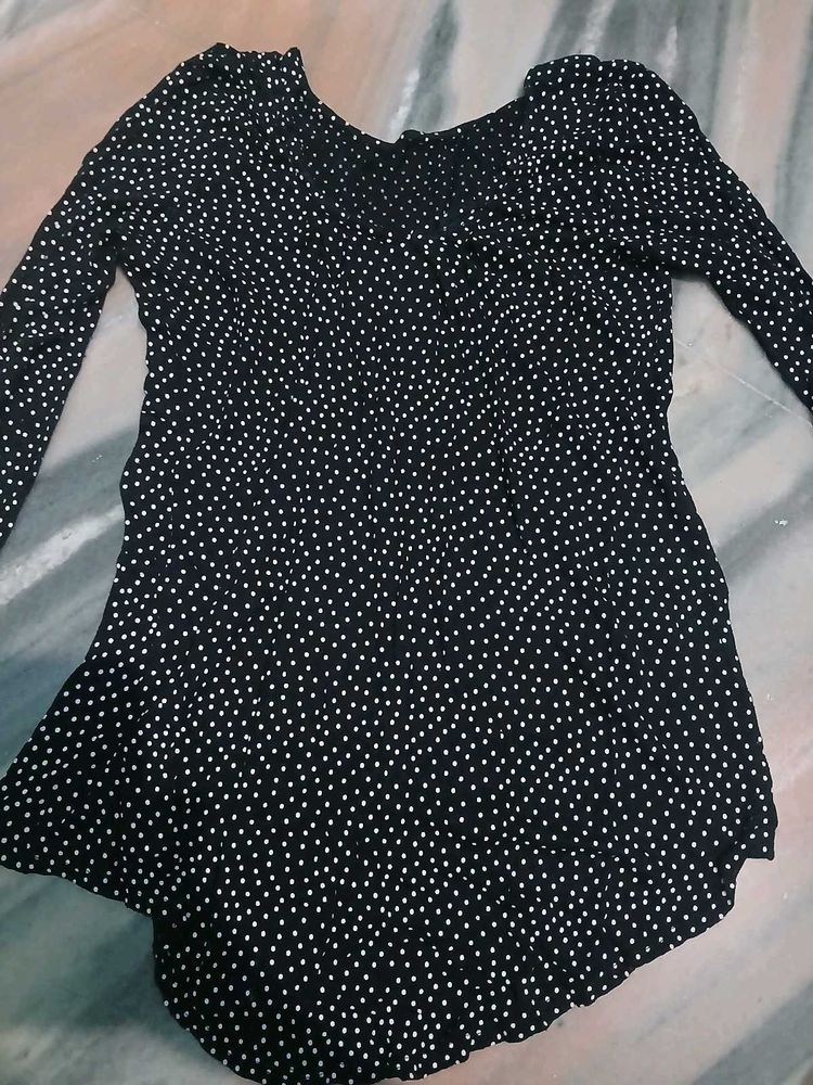 Polka Dot Top, Fitted, Fit Xs/S Both, New
