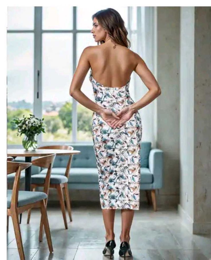 Chic Floral Bodycon Midi Dress