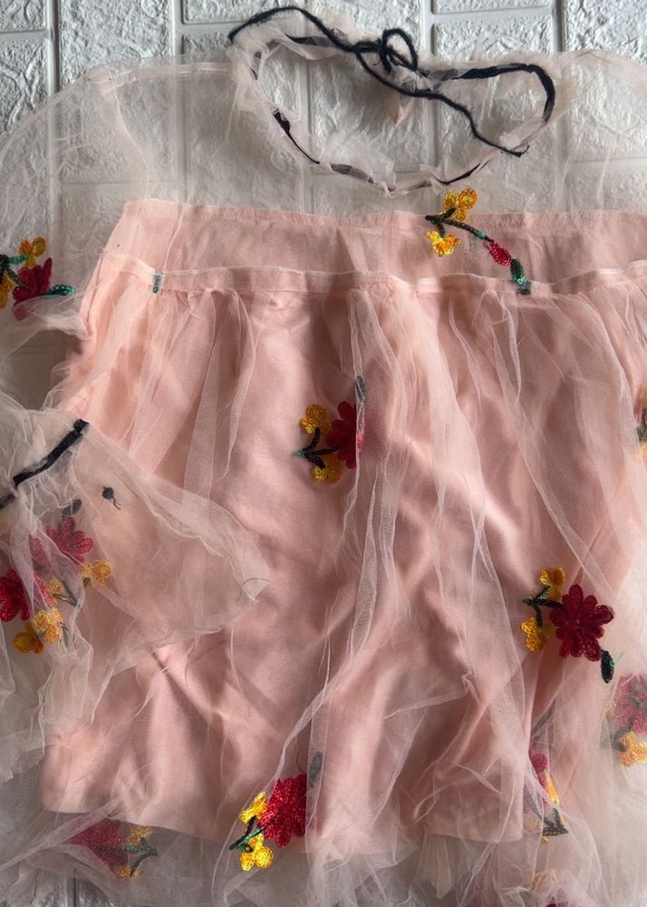 Dreamy Embroidered Mesh Barbie Top