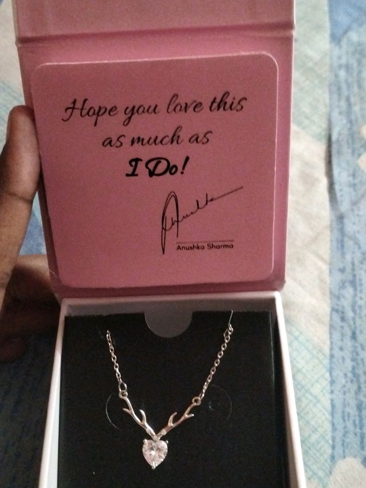 Anushka Sharma Silver Deer Heart Necklace